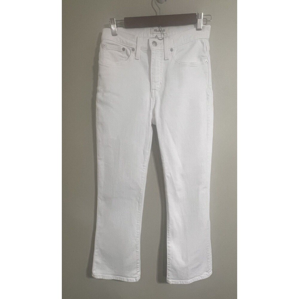 Madewell Women's Cali Demi- Boot Crop white Jeans Stretch White Size 26